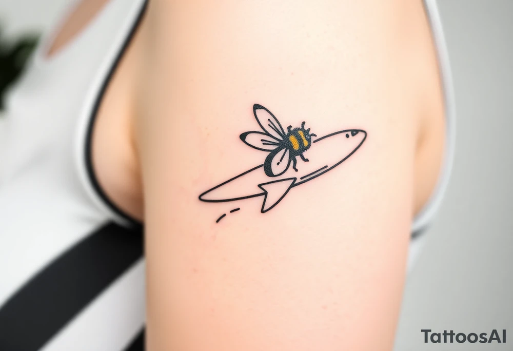 jet plane with a bumble bee flying it tattoo idea