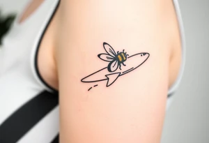 jet plane with a bumble bee flying it tattoo idea