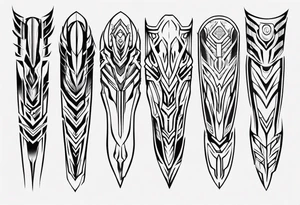 Futuristic leg armor tattoo idea