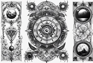 Two separate ideas for day and night placed on each side of the chest tattoo idea