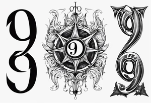 number 9 upside down and right side up connected in the middle. 9:16 aspect ratio. tattoo idea
