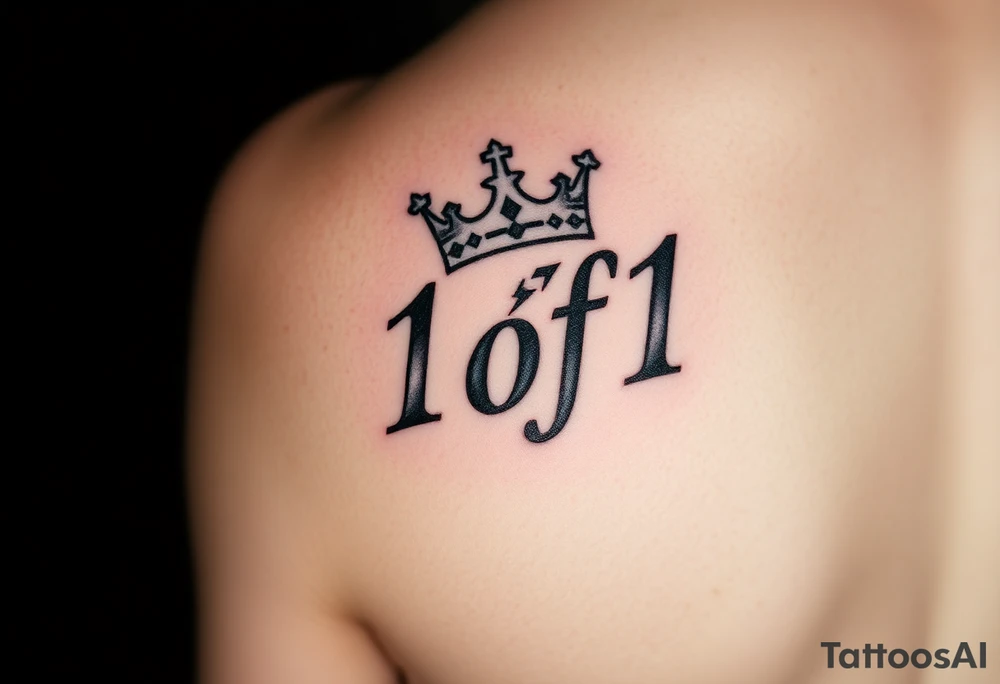 forearm I want it to say 1of1 with a crown above “of” with lightning shadow tattoo idea