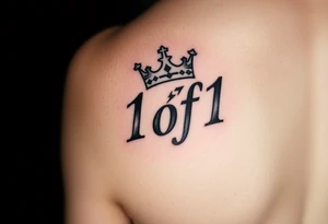 forearm I want it to say 1of1 with a crown above “of” with lightning shadow tattoo idea