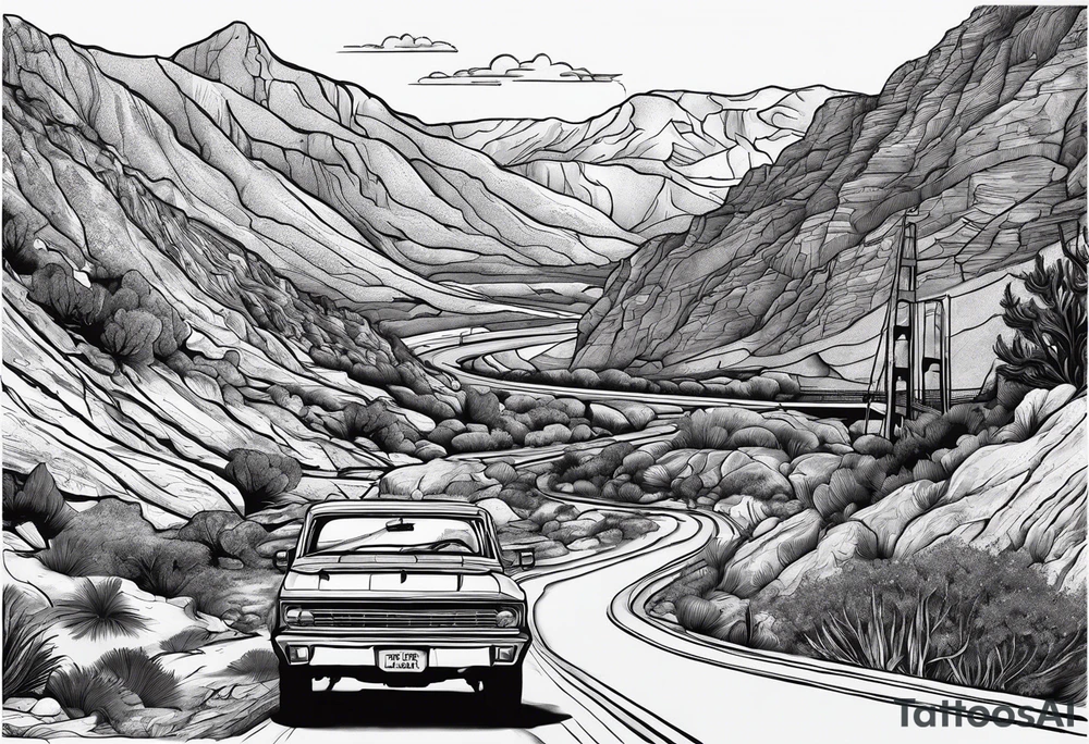Roadtrip trough California on a Map.
Stops are: San Francisco, Yosemite Park, Death Valley, Las Vegas, Grand Canyon, Joshua Tree, Los Angeles and San Diego.
Erase all the other streets tattoo idea