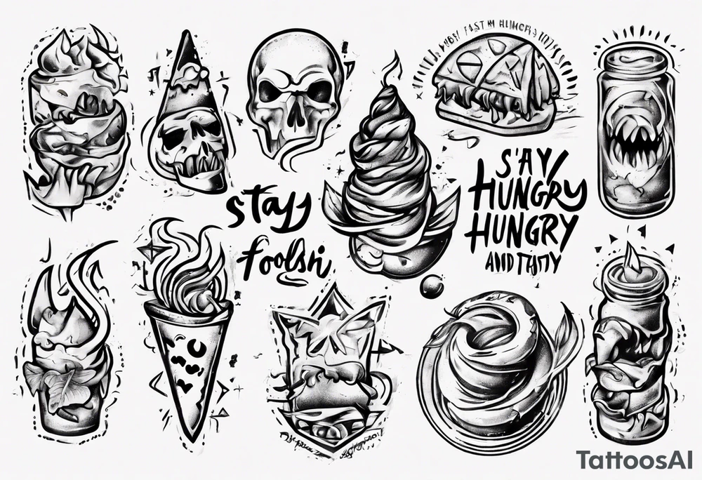 Stay hungry and foolish phrase tattoo idea