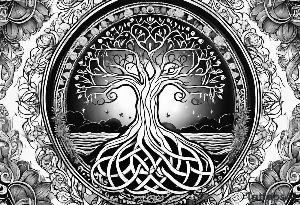 Tree of life, infinity, chakras tattoo idea