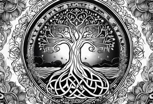 Tree of life, infinity, chakras tattoo idea