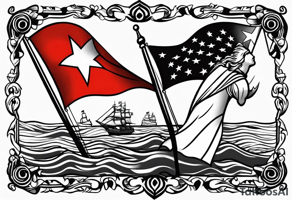 U.S. Virgin Islands and Trinidad flags tattoo idea