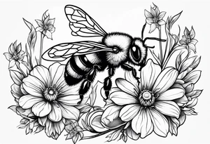 Wildflower tattoo with bumblebee tattoo idea