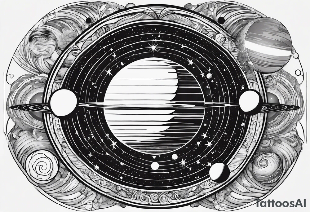 solar system stretched out vertically tattoo idea