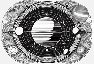 solar system stretched out vertically tattoo idea