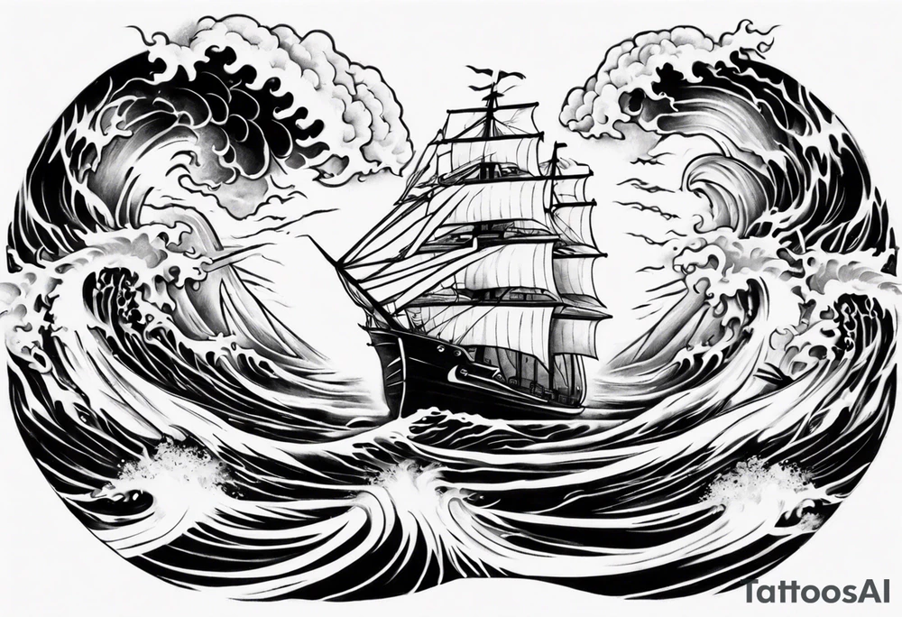 ocean waves ship 
forearm tattoo tattoo idea