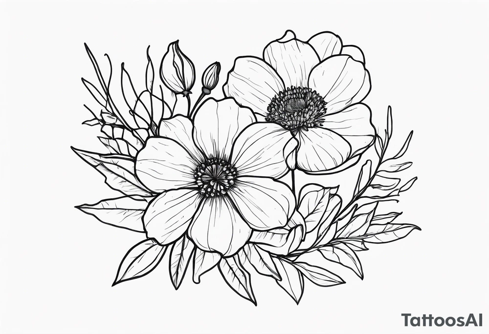 November birth flower and July birth flower in a bouquet tattoo idea