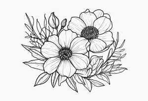 November birth flower and July birth flower in a bouquet tattoo idea