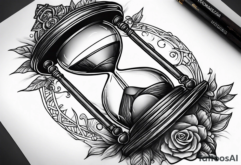 hourglass grandfather memorial sunset tattoo idea