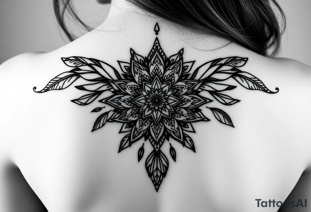 spiritual feathers ornamental mandala shaman tattoo idea