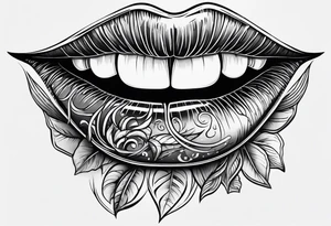 lips and tongue with rope tied around tongue tattoo idea