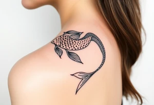 traditional koi fish swimming upstream through turbulent waves tattoo idea