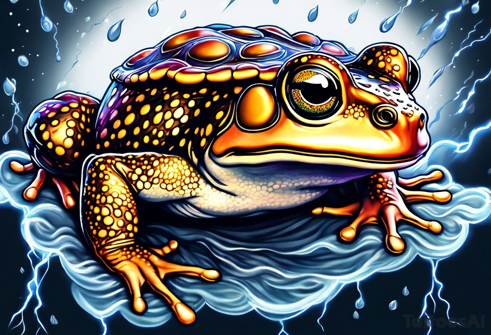 A toad in a thunderstorm tattoo idea