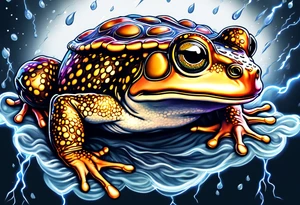 A toad in a thunderstorm tattoo idea
