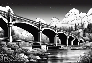 Dog shaped bridge over river tattoo idea