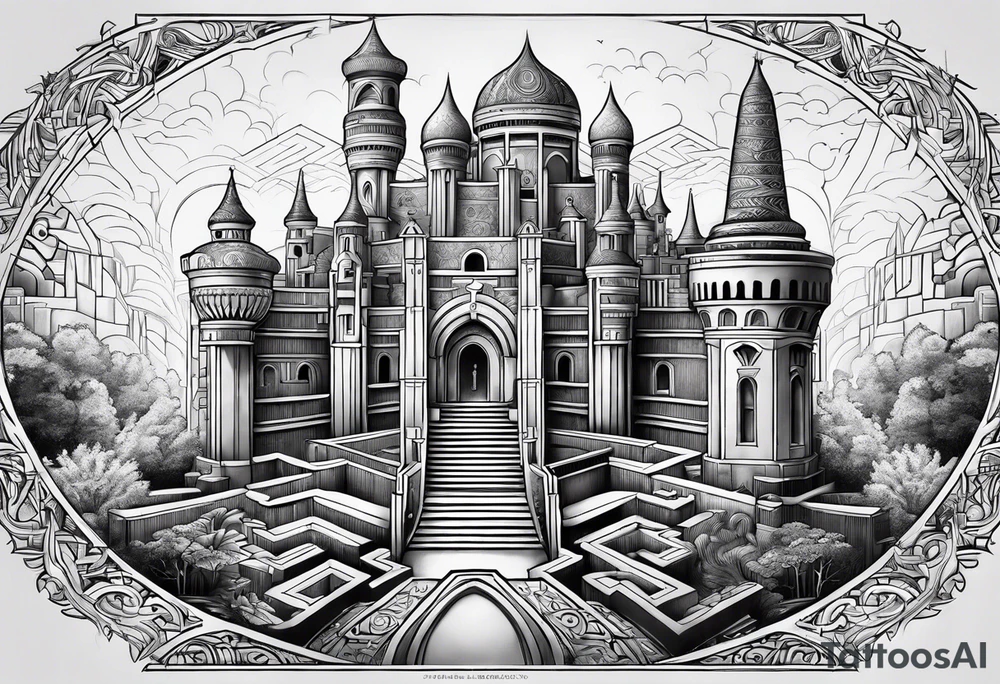 labyrinth Maze castle tattoo idea