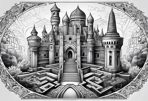 labyrinth Maze castle tattoo idea