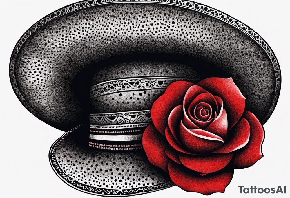 Mexican hat
red rose
day of dead tattoo idea