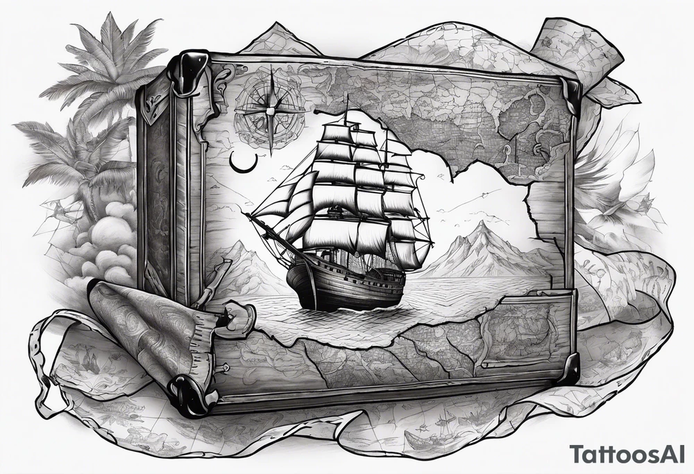 Tattoo that is for chest in is treasure map.(NO SHIPS) tattoo idea Tattoo that is for chest in is treasure map.(NO SHIPS) tattoo idea