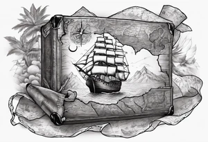 Tattoo that is for chest in is treasure map.(NO SHIPS) tattoo idea