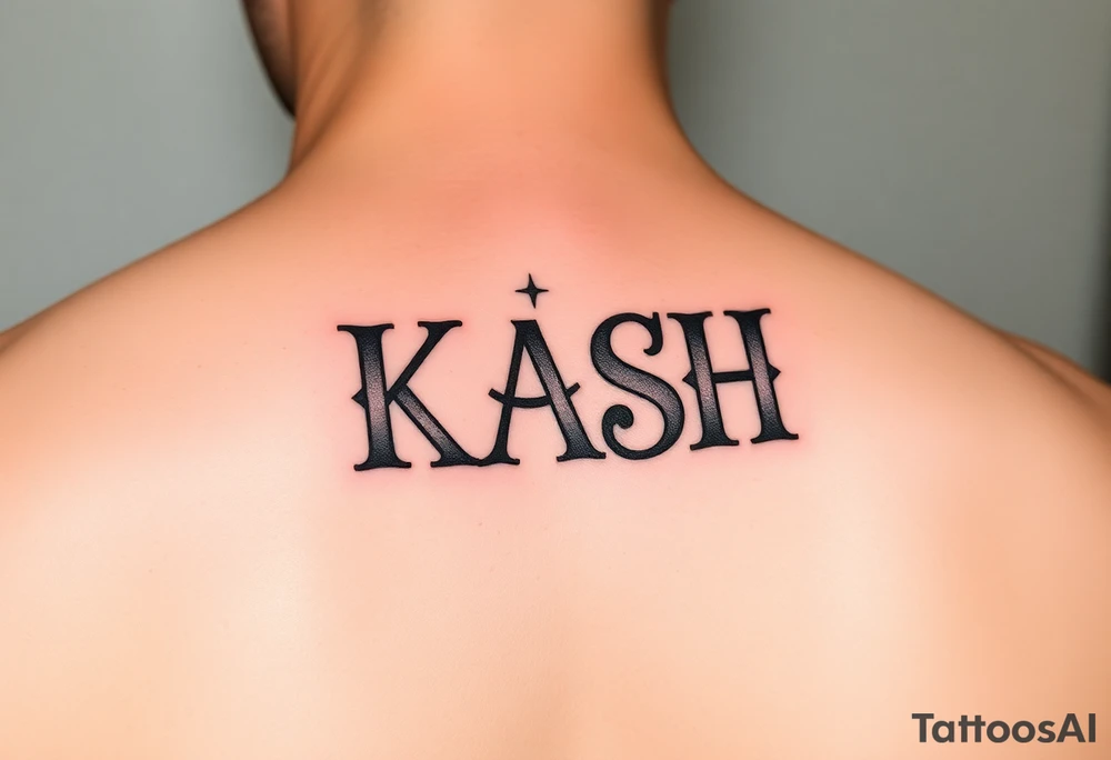 Give me a vertical forearm tattoo. I want it to be the acronym “KASH”. I want the K to say Keep, then under the K put an A, under the A put an S that says steady, and then under the S put an H that says hustle. Add small details like ink clouds and moneybags. tattoo idea
