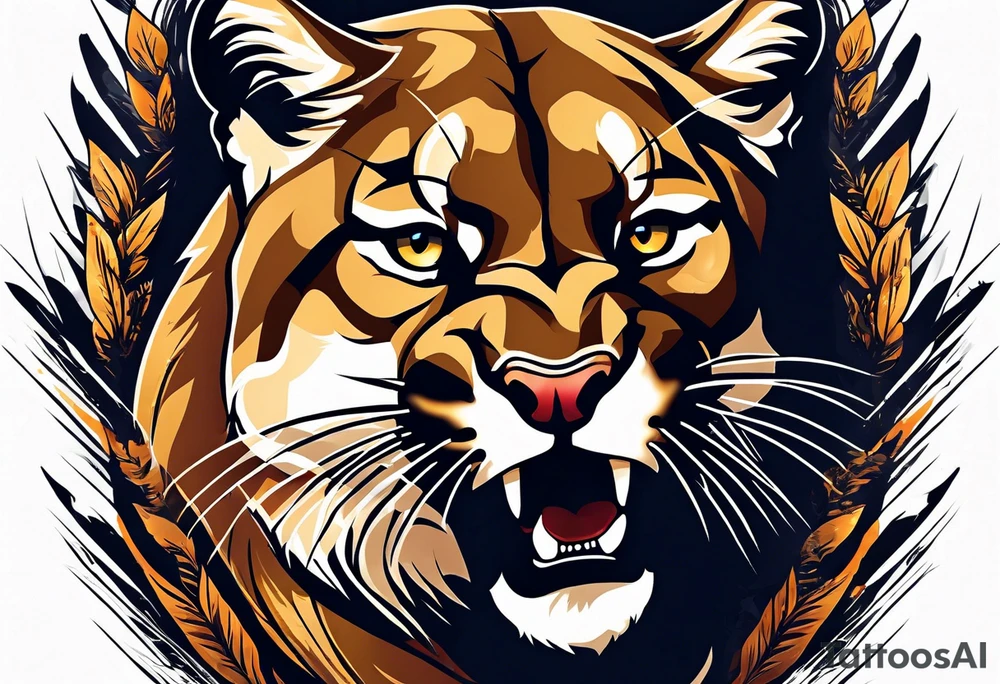 mountain lion growling or roaring tattoo idea