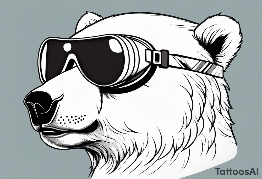 Polar bear wearing a winter hat and snow goggles tattoo idea