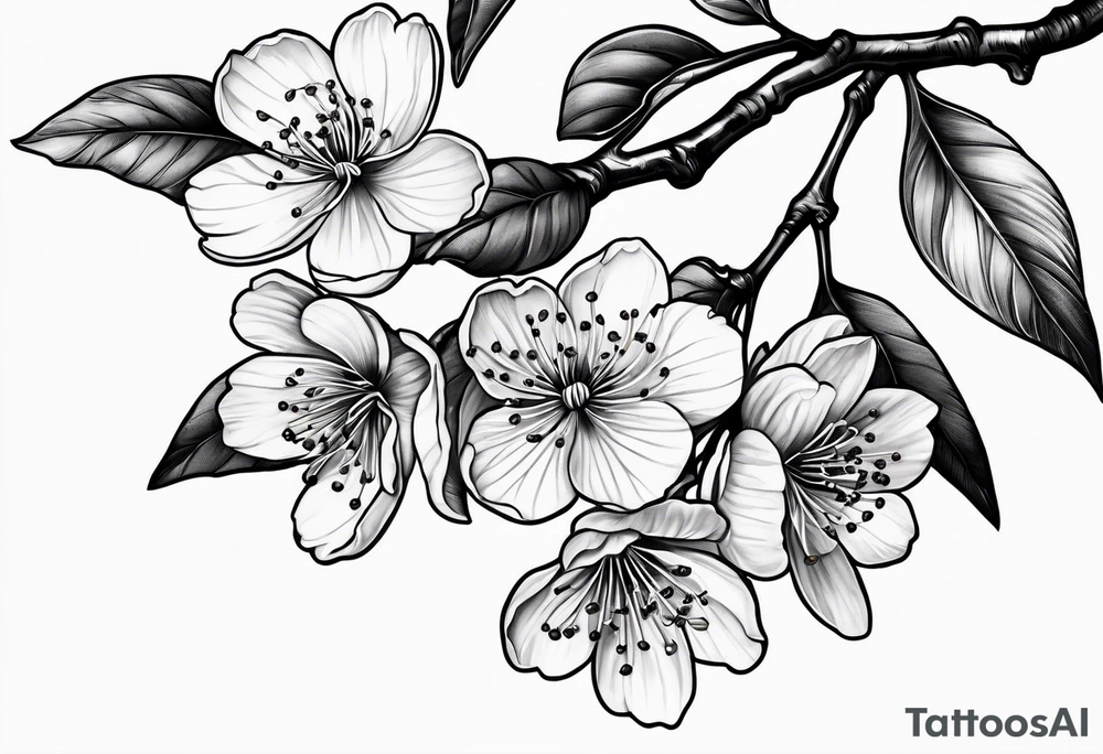 Cherry blossom with branch tattoo idea
