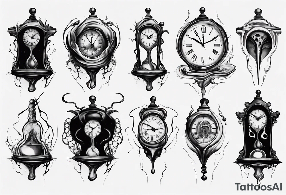 dali melting clock trippy tattoo idea