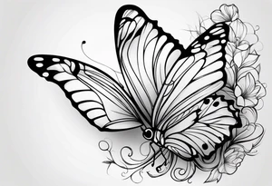 thin delicate contour butterfly tattoo idea