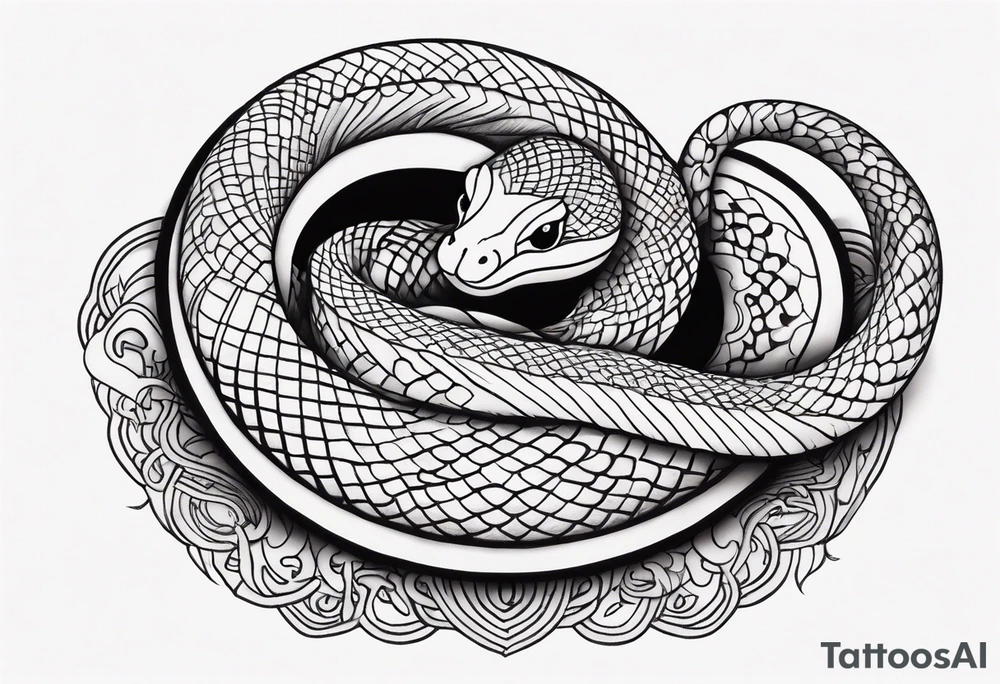 a snake who has swallowed a heart tattoo idea