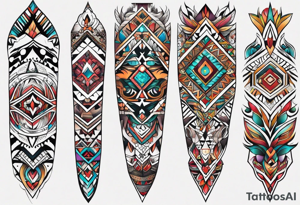 indian tribal leg sleeve tattoo idea