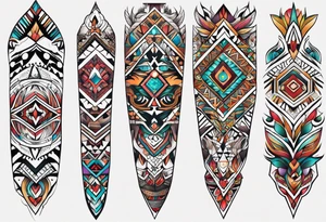 indian tribal leg sleeve tattoo idea