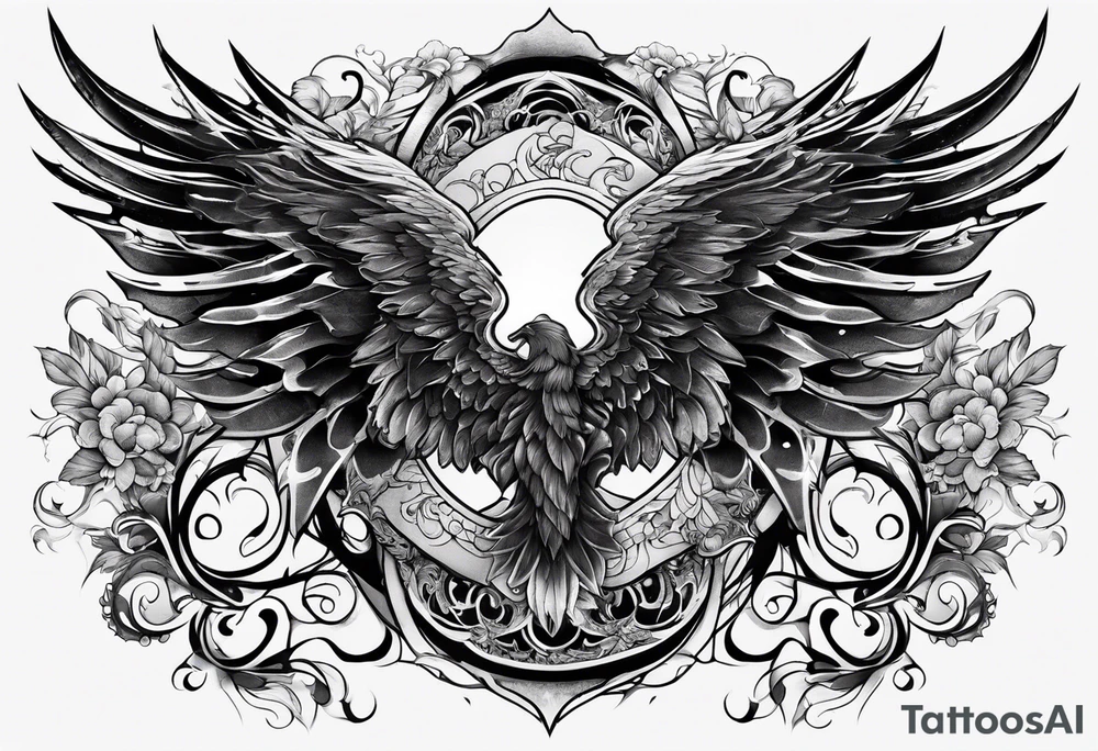 the number 13 with one angel wing and one demon wing tattoo idea