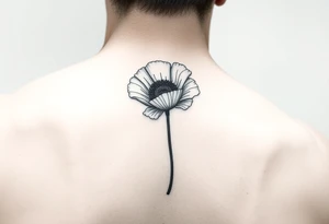 Poppy flower small fine line spine tattoo tattoo idea