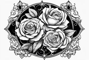 Tesseract with big roses and small stars tattoo idea