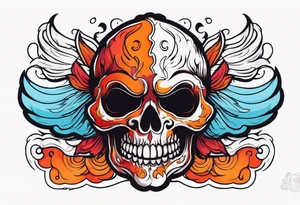 Ghost of skull that is red and orange tattoo idea