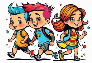 1 boy 2 girls walking tattoo idea