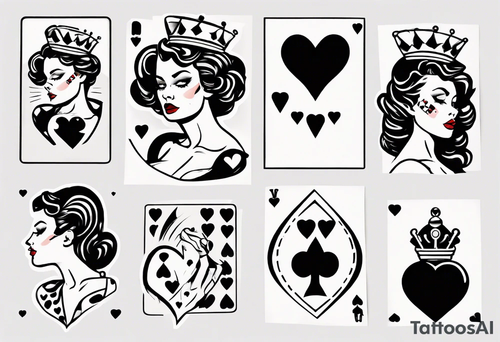 pin-up queen of hearts tattoo idea