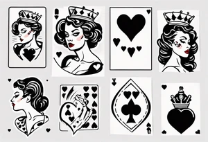 pin-up queen of hearts tattoo idea