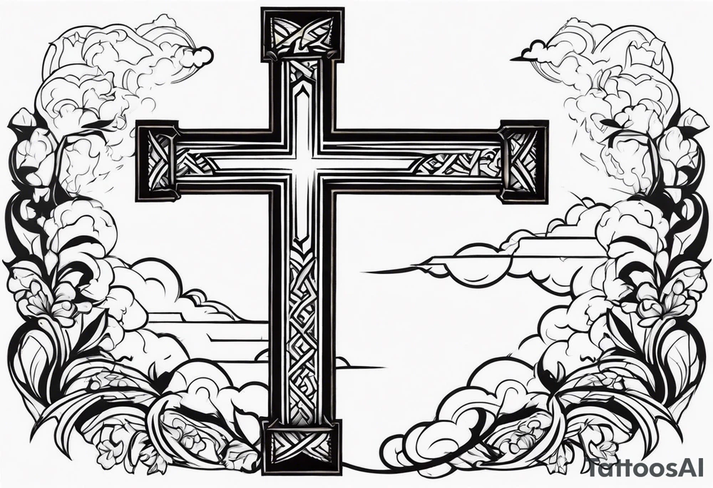 Cross and lightning tattoo idea