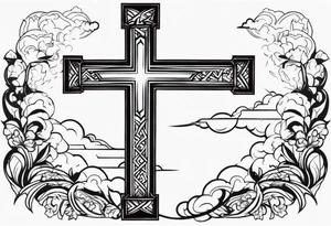 Cross and lightning tattoo idea
