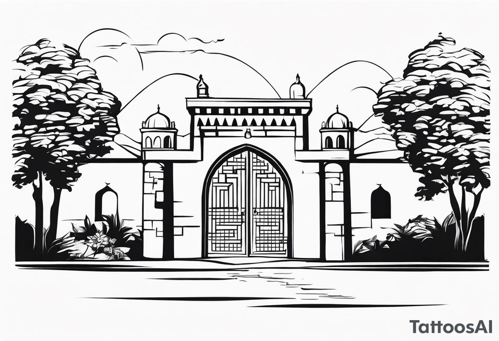 israel town gate vector tattoo idea