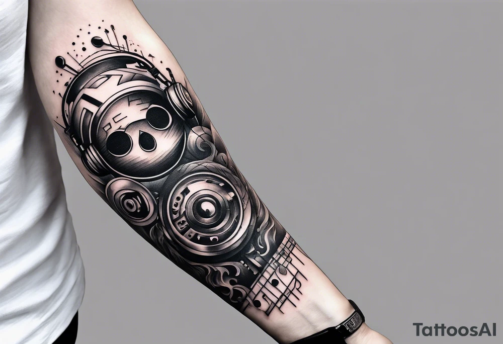 A forearm tattoo about electronic music tattoo idea